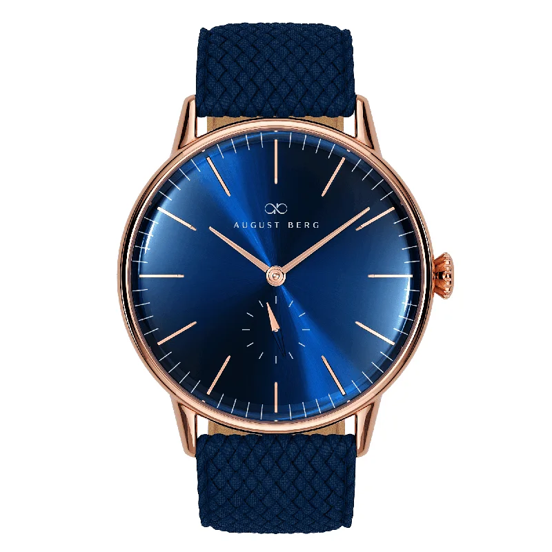 high-end smartwatches for men with activity and wellness tracking features -August Berg Men's Serenity Gold PVD Quartz Fashion 40mm Watch Blue Dial 10140A05VBL