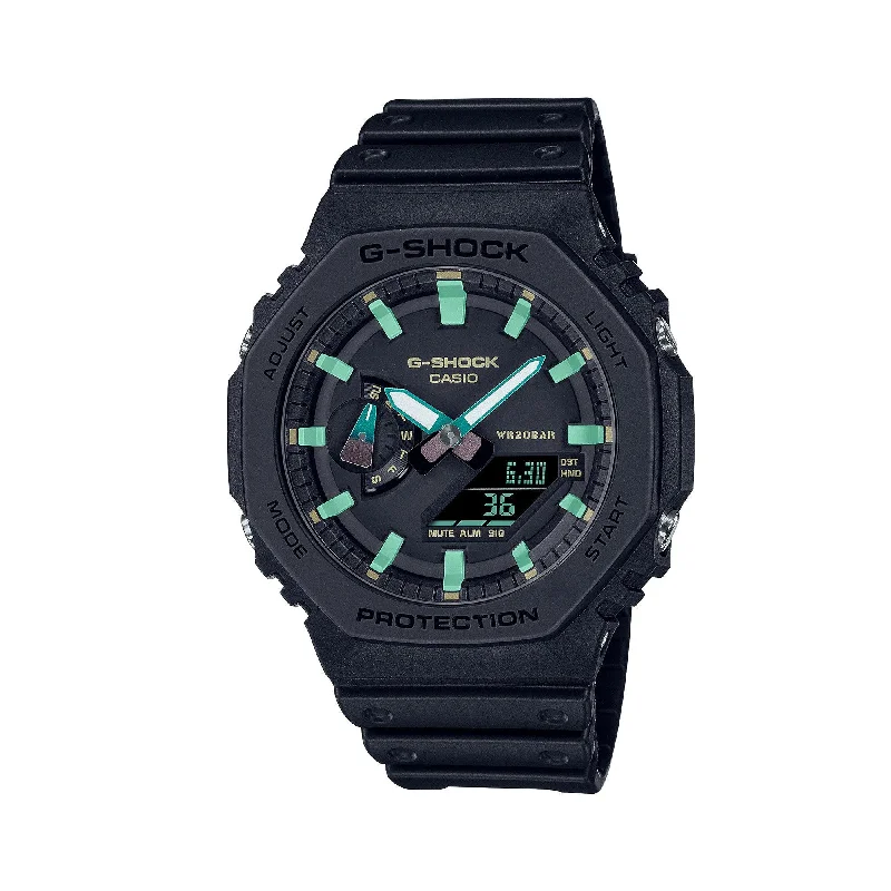 men's watches with sophisticated designs and interchangeable bands -Casio G-SHOCK Analogue-Digital 2100 Series Black Men's Watch GA2100RC-1A