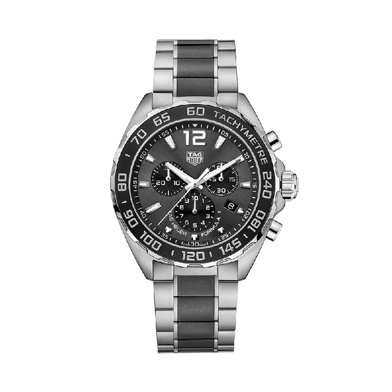 smartwatches for men with sleep monitoring, fitness tracking, and notifications -TAG Heuer Formula 1 Men's 43mm Ceramic & Stainless Steel Quartz Chronograph Watch CAZ1011.BA0843