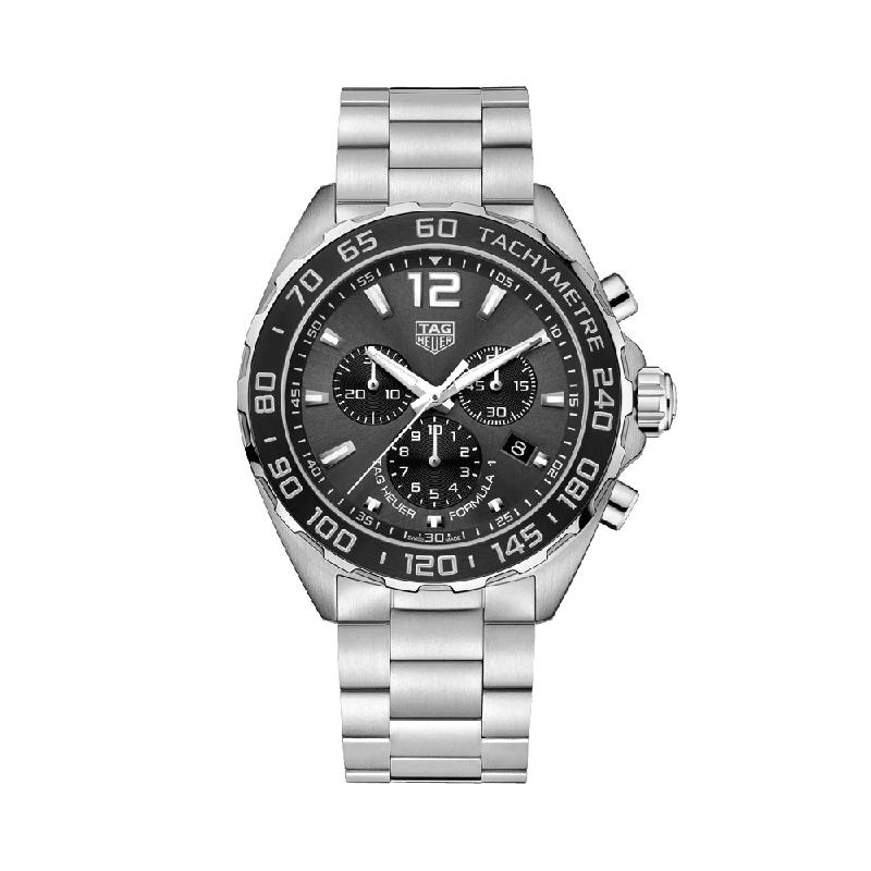 watches for women with gold-plated bands and minimalist dial designs -TAG Heuer Formula 1 Men's 43mm Stainless Steel Quartz Chronograph Watch CAZ1011.BA0842