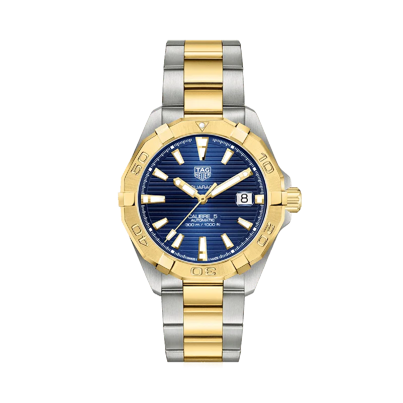 women's watches with slim profiles and bright, colorful designs -TAG Heuer Aquaracer Men's 41mm Stainless Steel & Yellow IP Two-Tone Automatic Watch WBD2120.BB0930