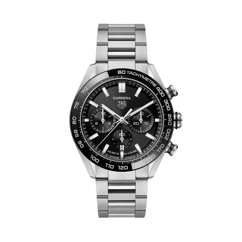 men's watches with durable silicone bands and multi-functional features -TAG Heuer Carrera Men's 44mm Stainless Steel Automatic Chronograph Watch CBN2A1B.BA0643