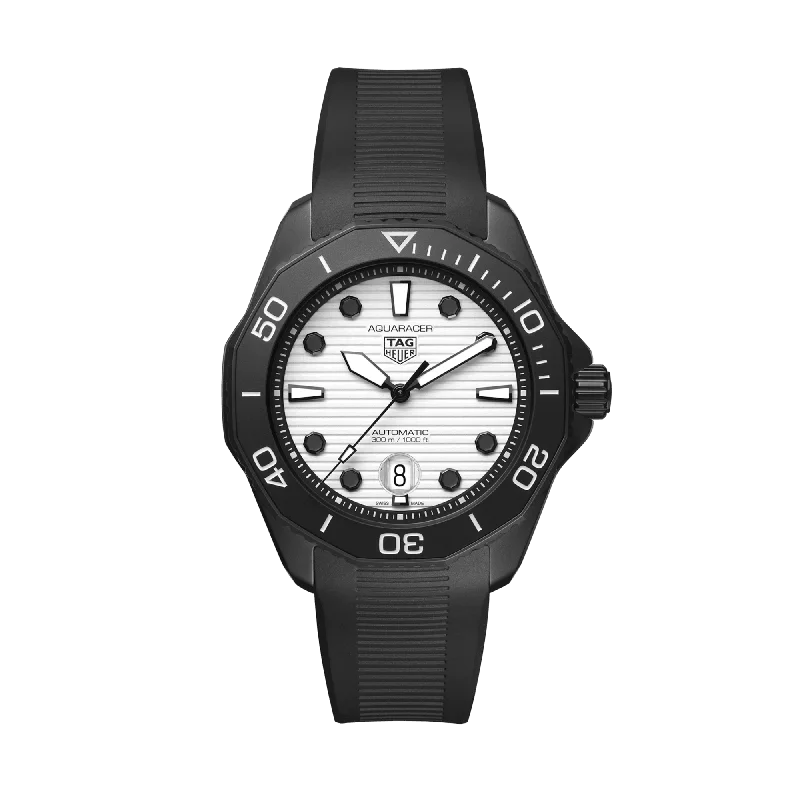 watches for women with sparkling accents and interchangeable straps -TAG Heuer Aquaracer Men's 43mm Black and Steel Automatic Watch WBP201D.FT6197