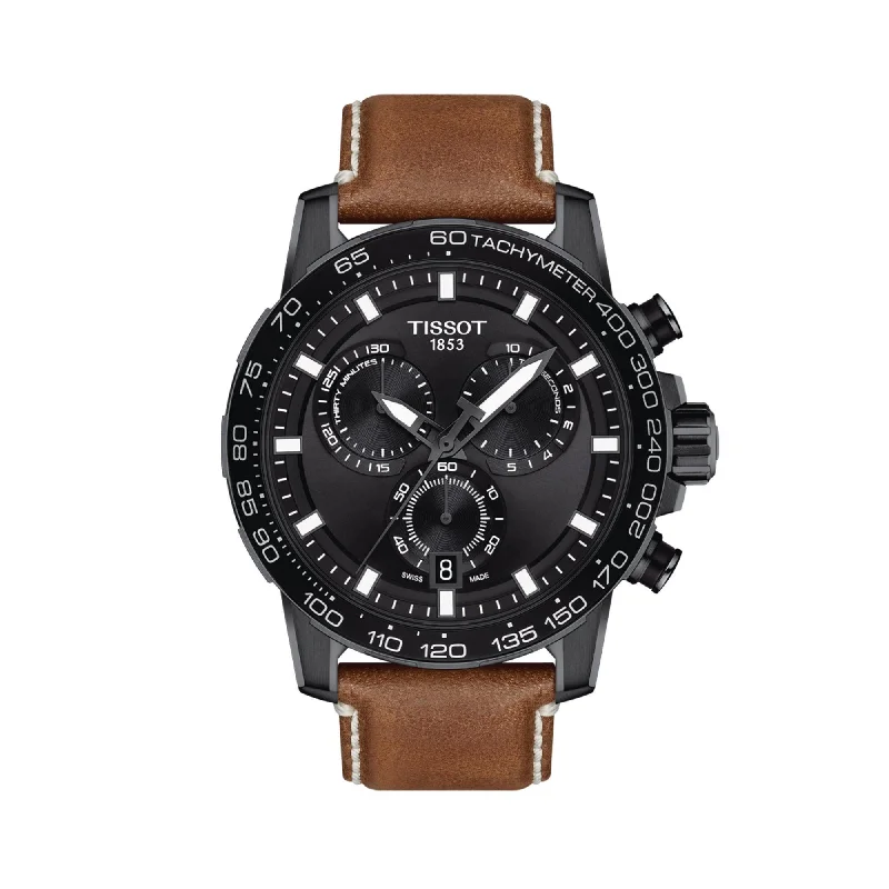 elegant watches for women with adjustable straps and simple designs -Tissot Men's T-Sport Black and Steel Quartz Chronograph Sport Watch Black Dial