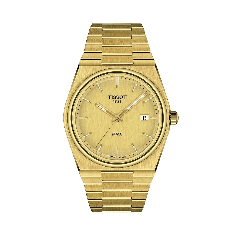 luxury watches for men with intricate details and unique dials -Tissot PRX Men's 40mm Gold PVD Quartz Watch T137.410.33.021.00