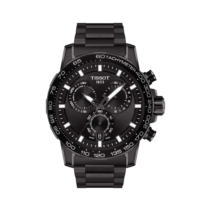 smartwatches for men with fitness apps and real-time health tracking -Tissot T-Sport Men's 45.50mm Black and Steel Quartz Chronograph Watch T125.617.33.051.00