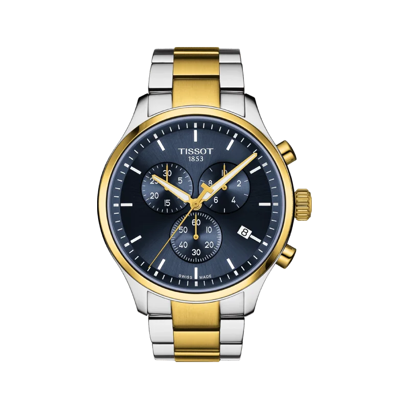 luxury men's watches with ceramic and stainless steel hybrid bands -Tissot T-Sport XL Men's 45mm Stainless Steel & Yellow IP Quartz Chronograph Watch T116.617.22.041.00