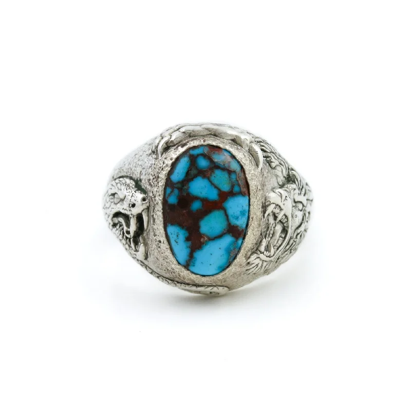 men’s custom engagement rings with sapphires and rubies-American Turquoise "Venatio" Ring”