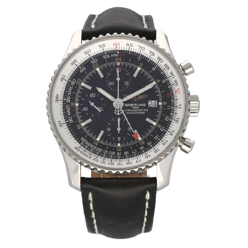 elegant women’s watches with diamond accents and stylish metal cases -Breitling Navitimer World A24322 45mm Stainless Steel Watch