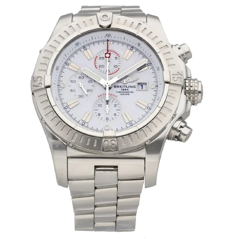 elegant watches for women with thin cases and slim leather straps -Breitling Super Avenger A13370 48mm Stainless Steel Watch