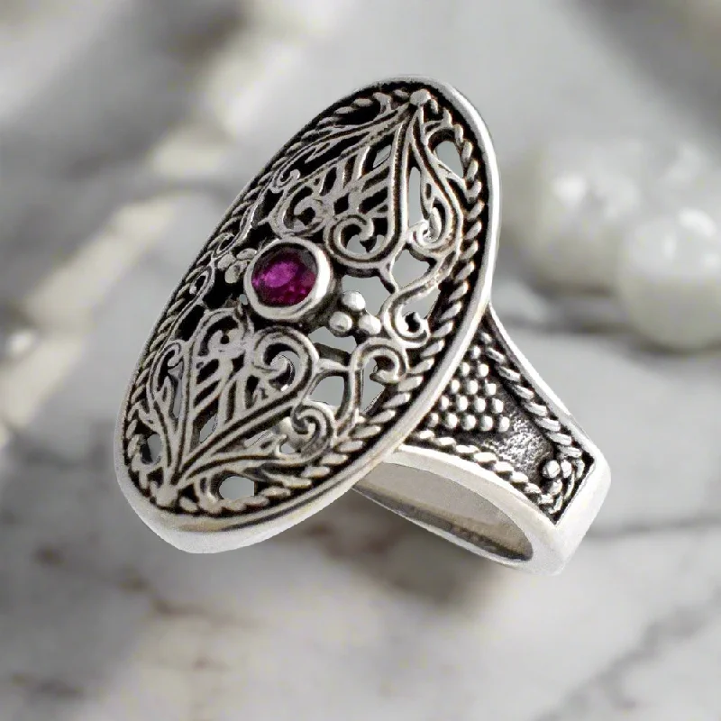 women’s wedding rings with rubies and diamonds for men-Byzantine Ring in Sterling Silver with zircon (DT-02)