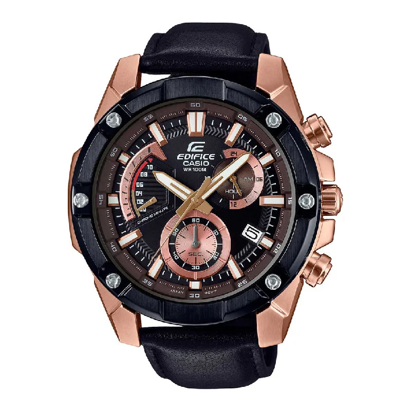 men's watches with solar-powered movement and sleek leather bands -Edifice EFR-559BGL-1AVUDF Analog Men