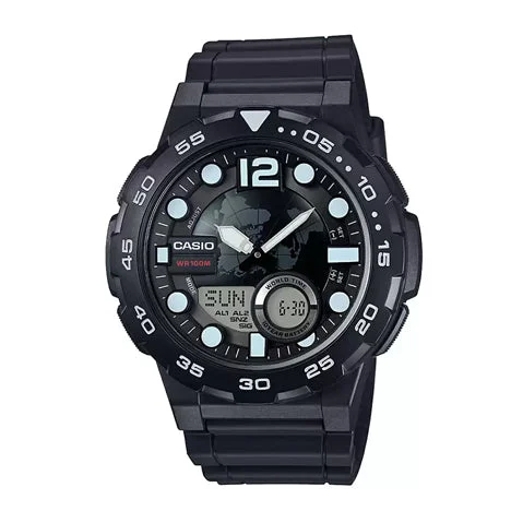 watches for women with minimalist designs and high-quality materials -Casio Youth Series Analog-Digital Black Dial Men's Watch - AEQ-100W-1AVDF(AD204)