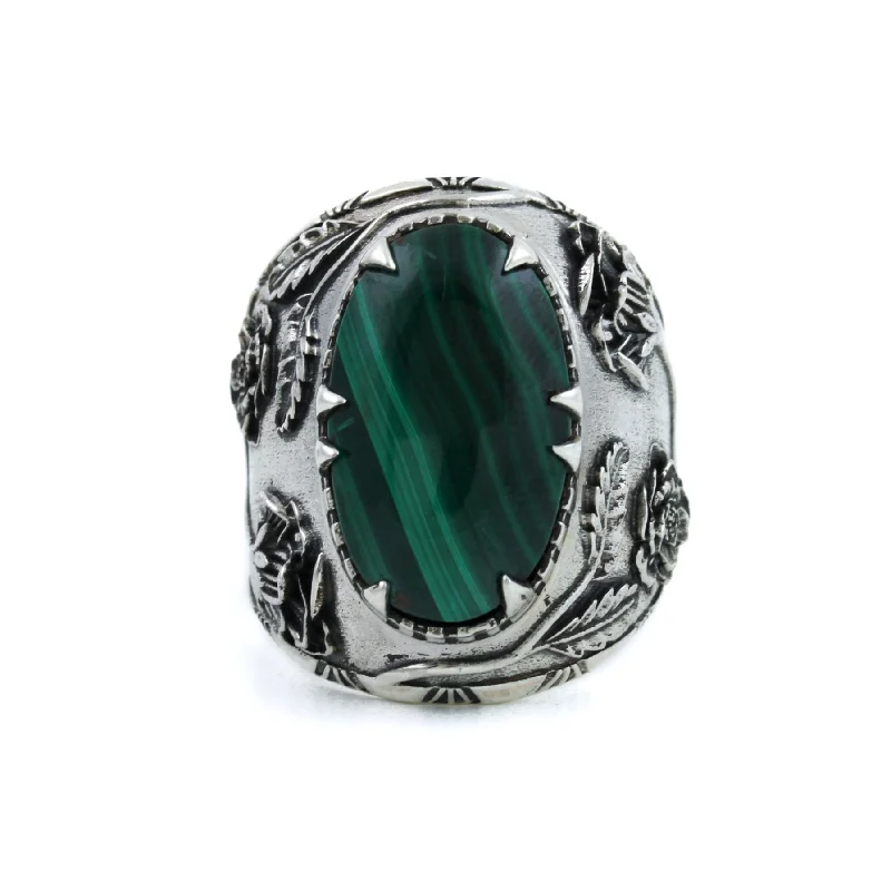 women’s rings with sapphires for wedding bands-"Kiss From The Rose" Ring x Malachite