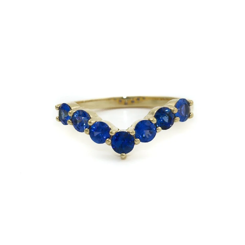 women’s custom rings with sapphires and diamonds for engagement-14k Cornflower Blue Sapphire Tiara Band