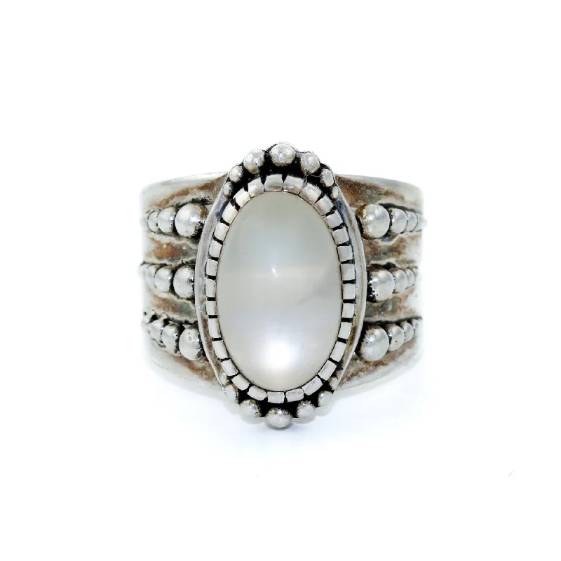 custom rings for men with diamonds for engagement-Divine Moonstone Silver Ring