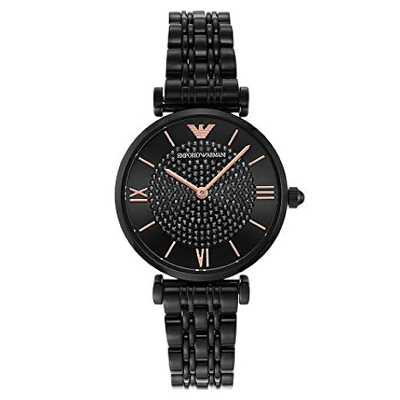 smartwatches for men with GPS tracking and heart rate monitoring -Emporio Armani Gianni T-Bar Black Dial Women 32mm