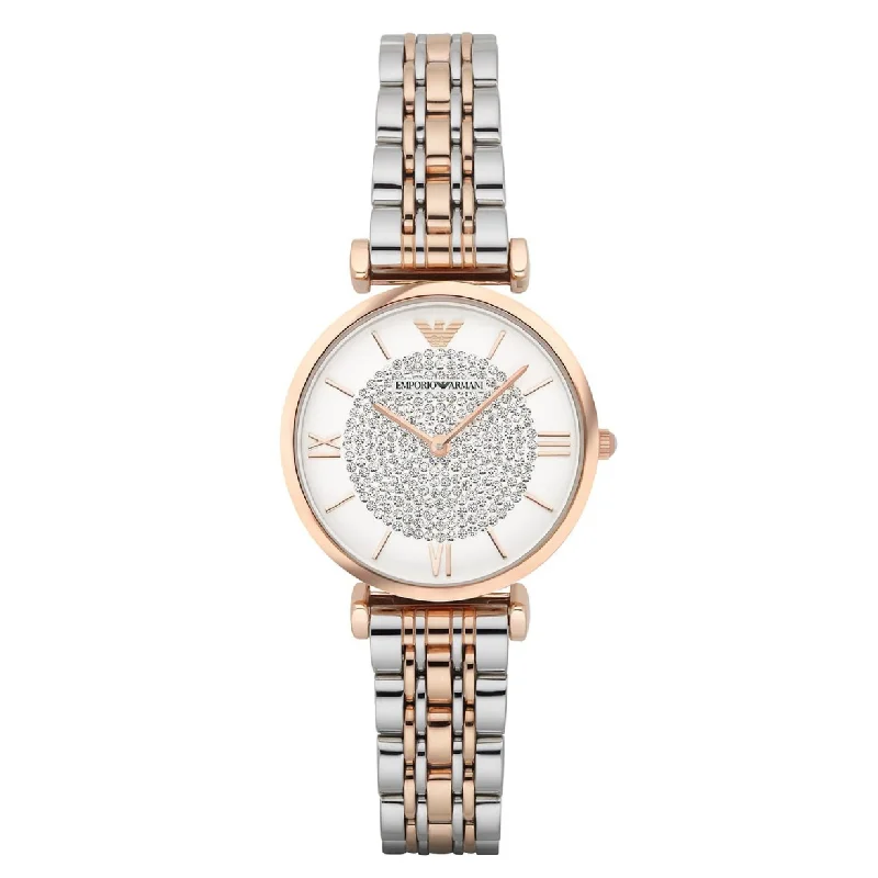 elegant women's watches with stainless steel cases and gemstone accents -Emporio Armani Retro White Dial Women 39mm