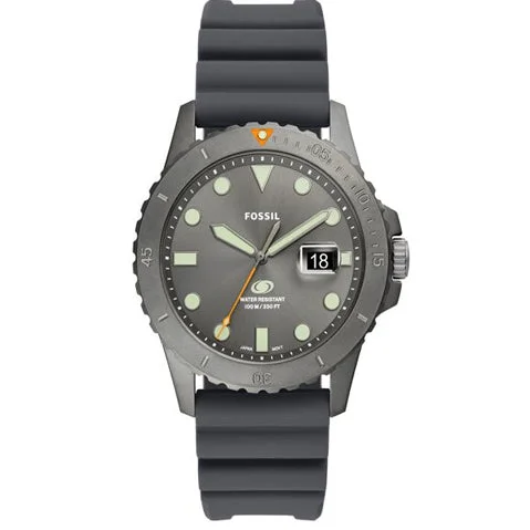 elegant women's watches with stainless steel cases and gemstone accents -Fossil  Men's Grey Analog Silicone Watch FS5994