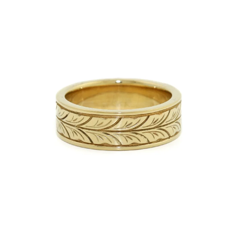 custom wedding bands for women with sapphires and emeralds-Gold x Hvete+ Cigar Band