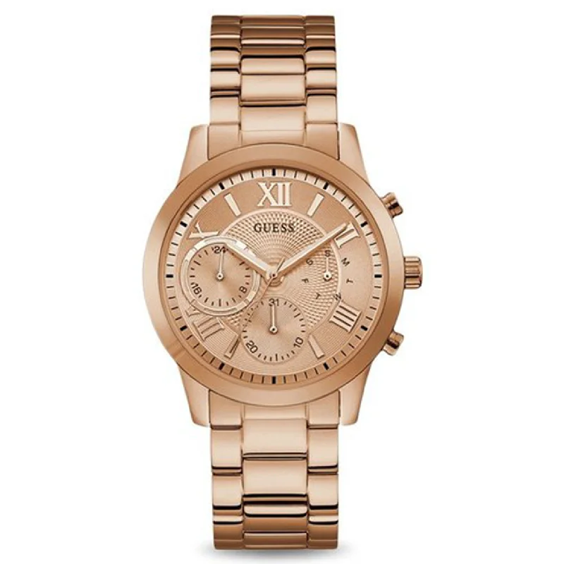 watches for women with sleek stainless steel bands and simple faces -Guess Analog Rose Gold Dial Women 40mm