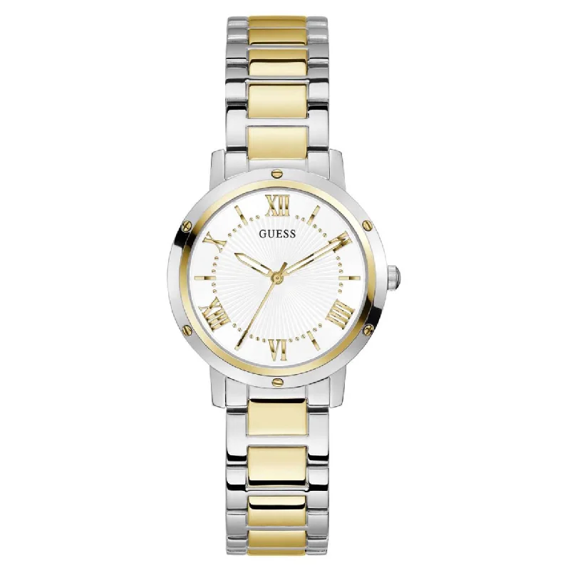 watches for women with minimal designs and bold color accents -Guess Dawn White Dial Women 34mm