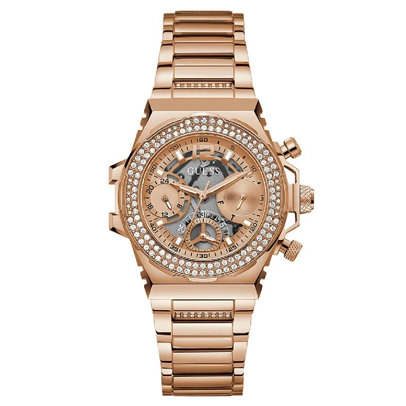 women's watches with lightweight, durable designs and interchangeable straps -Guess Fusion Rose Gold Dial Women 34mm