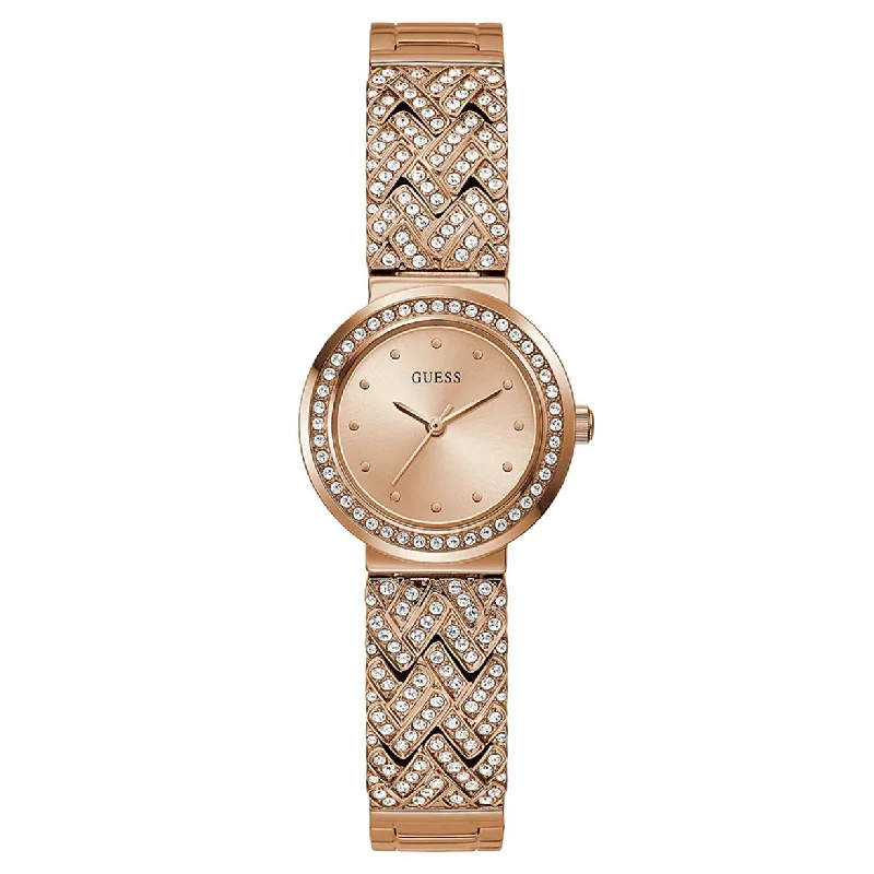 elegant watches for women with adjustable straps and simple designs -Guess Treasure Rose Gold Dial Women 26mm