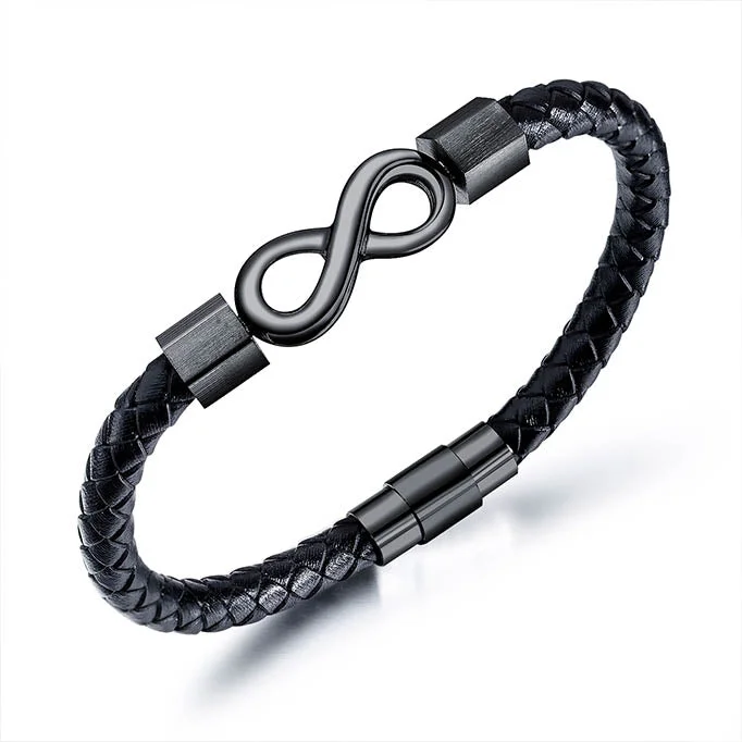 watches for men with black leather bands and modern digital designs -Men's infinity bracelet