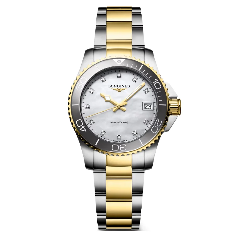 men's watches with lightweight designs and durable silicone straps -Longines Hydroconquest White Mother-Of-Pearl Dial Women 32mm