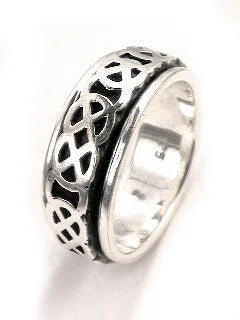 men’s engagement rings with sapphires and emeralds-Mens Sterling Silver CELTIC KNOT Spin Ring