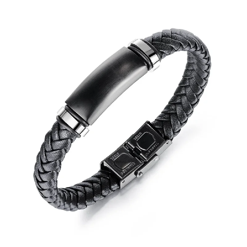 luxury watches for men with leather straps and polished stainless steel -Men's prism bracelet - black