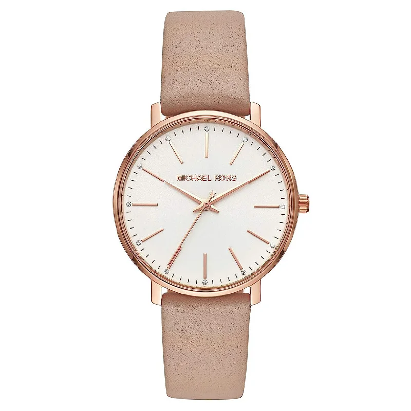 watches for women with large, bold faces and metal cases -Michael Kors Pyper White Dial Women 38mm