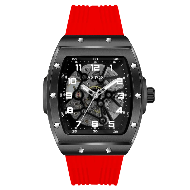 men's watches with solar-powered movement and durable silicone bands -Millionaire Black Red Strap