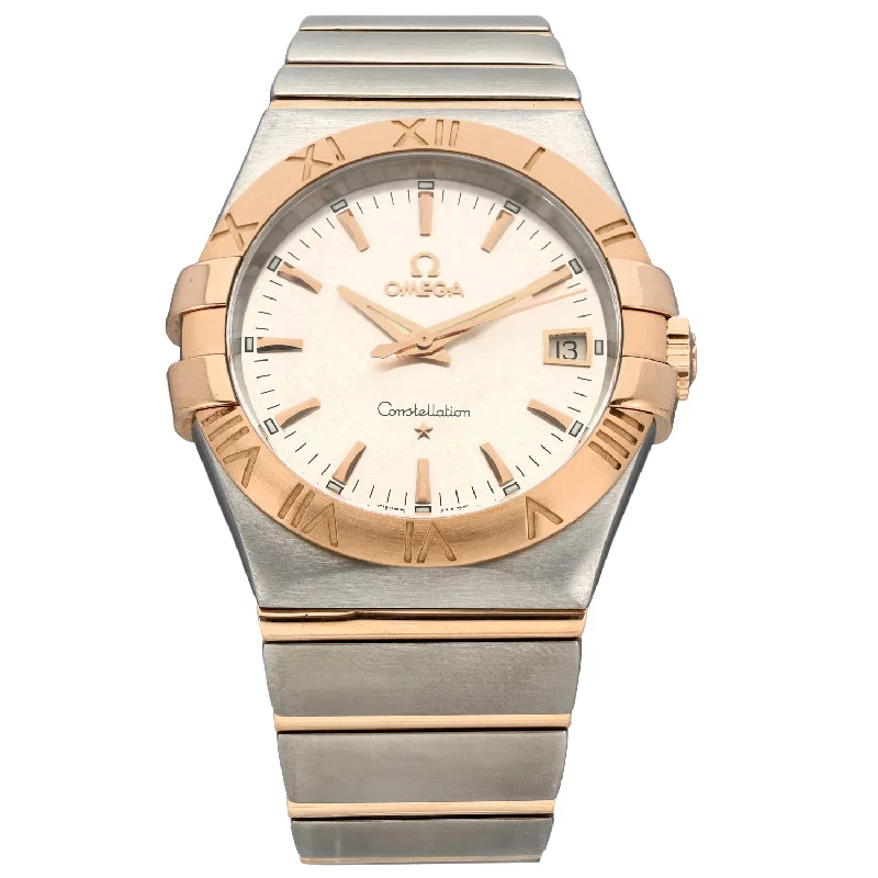 sleek women's watches with silver metal bands and minimalist dials -Omega Constellation 35mm Bi-Colour Watch