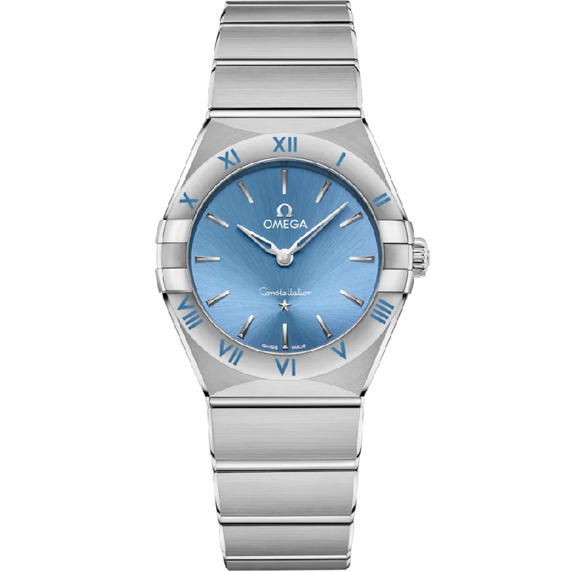 men's watches with minimalist designs and multi-functional features -Omega Constellation Quartzblue Dial Women 28MM