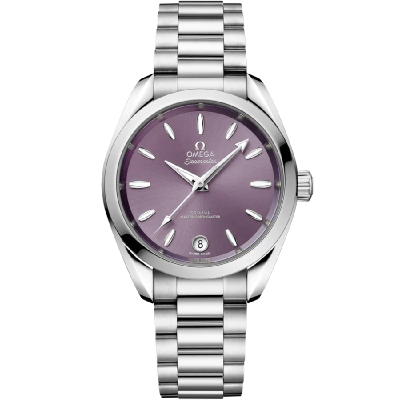 elegant smartwatches for women with built-in health tracking apps -Omega Seamaster Aqua Terra Shades Co Axial Master Chronometerlavender Dial Women 34MM