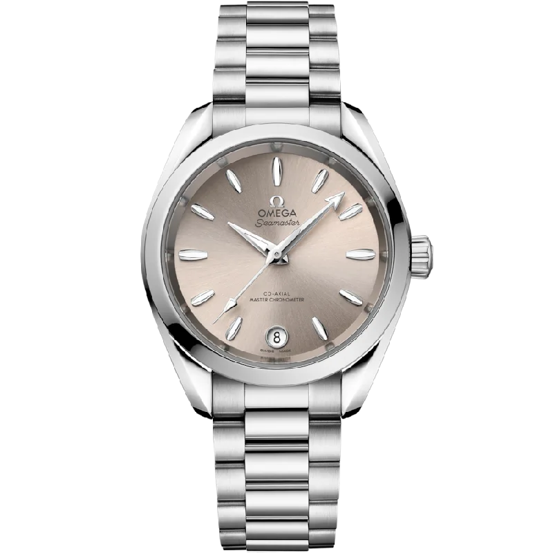 men's watches with retro designs and advanced technology -Omega Seamaster Aqua Terra Shades Co Axial Master Chronometersandstone Dial Women 34MM