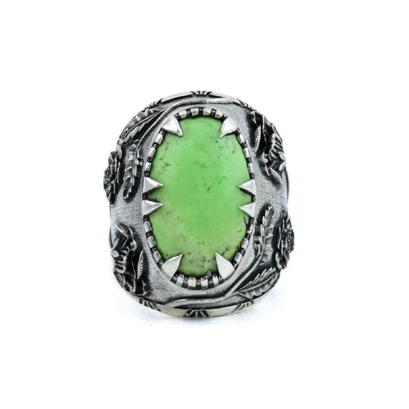 men’s engagement rings with sapphires for wedding bands-"Kiss From The Rose" Ring x Neon Lemon Chrysoprase by Kingdom