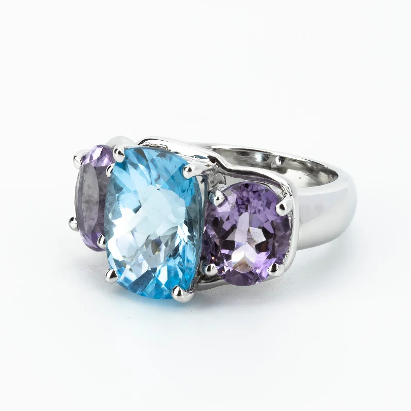 platinum wedding rings for men with sapphires for engagement-Ring - Blue Topaz And Amethyst