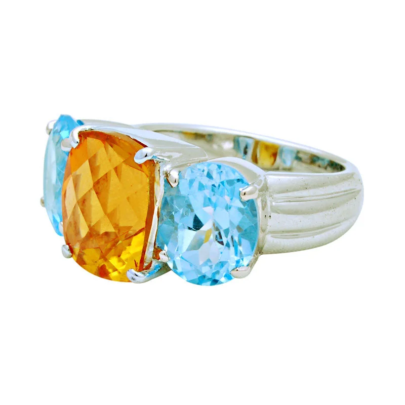 vintage rings for women with diamonds and emeralds-Ring-Blue Topaz and Citrine