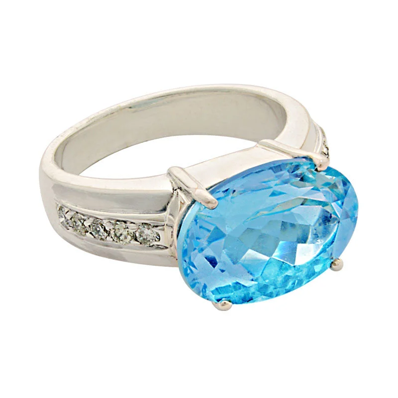 women’s rings with sapphires for wedding bands-Ring-Blue Topaz and Diamond