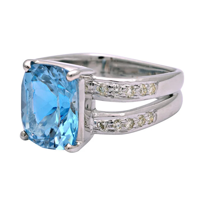 women’s engagement rings with rubies for wedding bands-Ring-Blue Topaz and Diamond