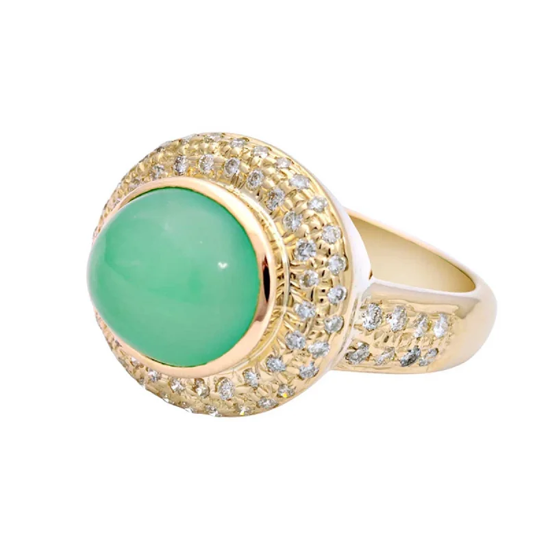 platinum engagement rings for women with diamonds for engagement-Ring-Chrysoprase and Diamond