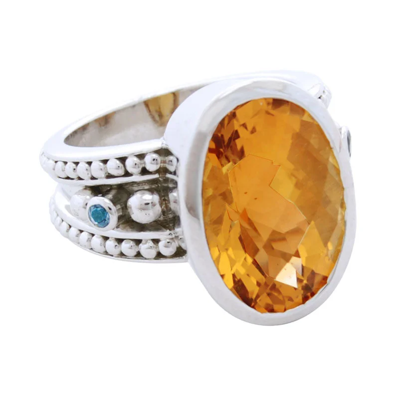 custom wedding bands for women with rubies and sapphires-Ring-Citrine and Aquamarine