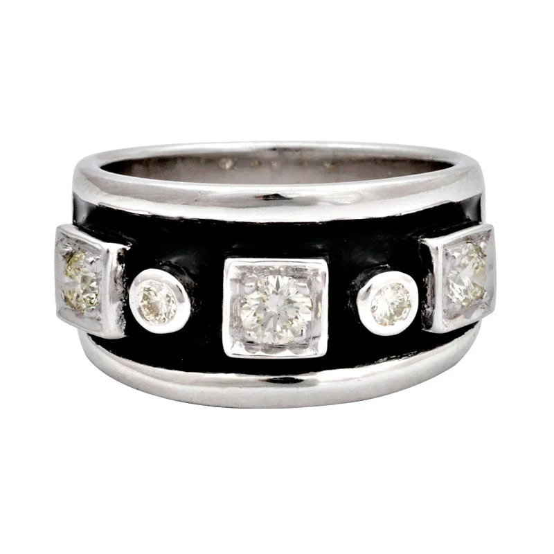 men’s rings with rubies and diamonds for engagement-Ring-Diamond (Enamel)