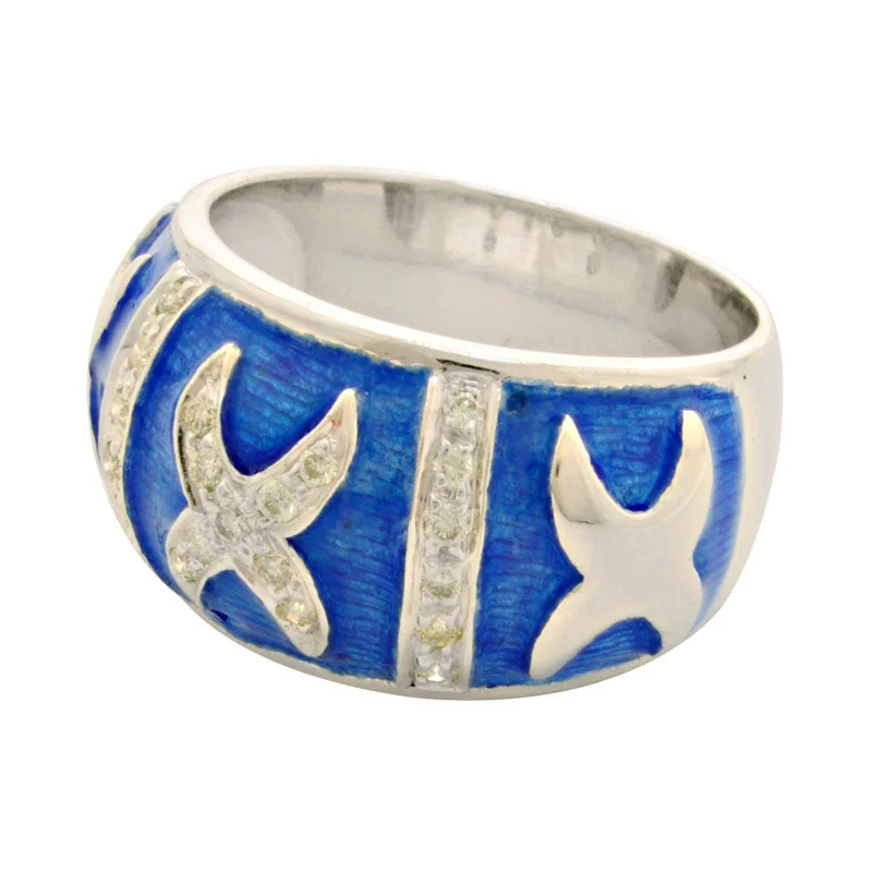 custom wedding rings for women with diamonds and sapphires-Ring-Diamond (Enamel)