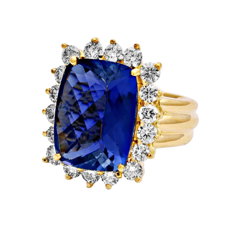 men’s engagement rings with diamonds and sapphires for couples-Ring-Iolite and Diamond