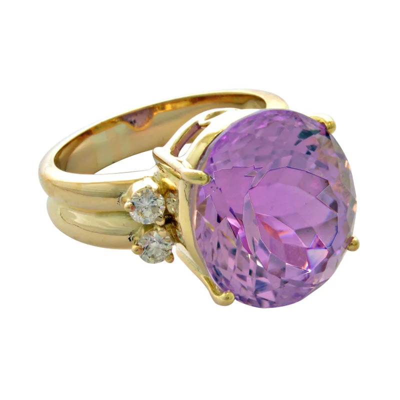 platinum engagement rings with rubies and sapphires for women-Ring-Kunzite and Diamond