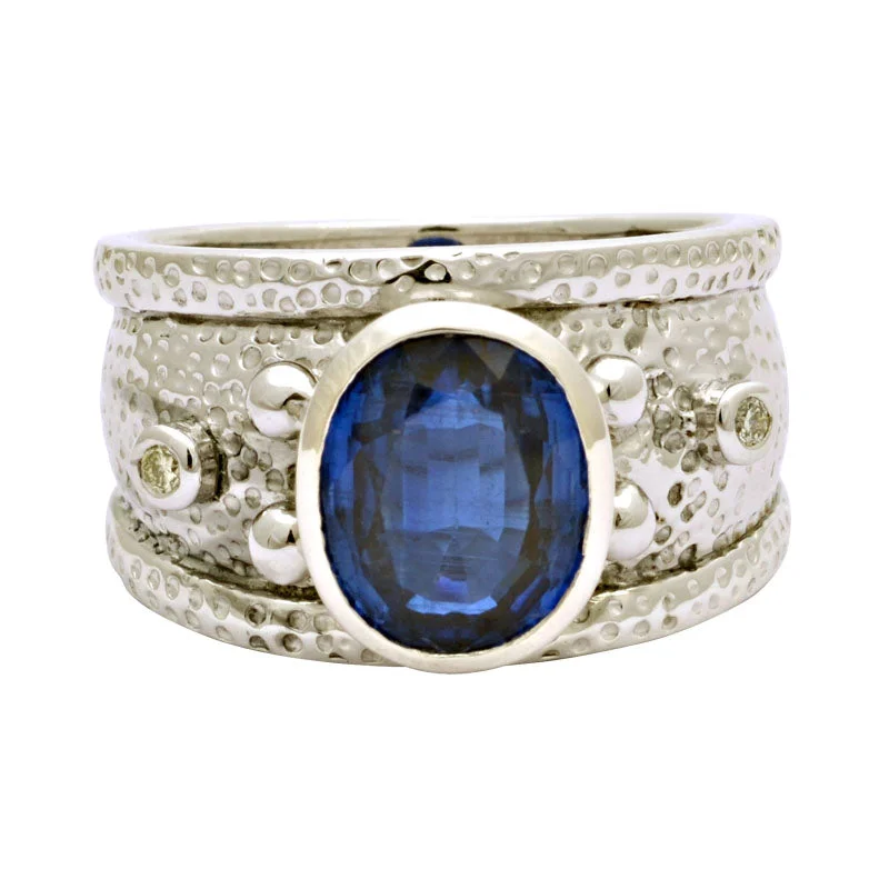 women’s engagement rings with sapphires for wedding-Ring-Kyanite and Diamond